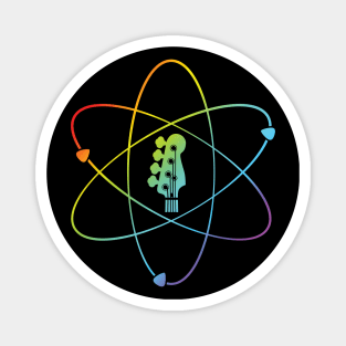 Bass Guitar Headstock Atom Symbol Colorful Magnet